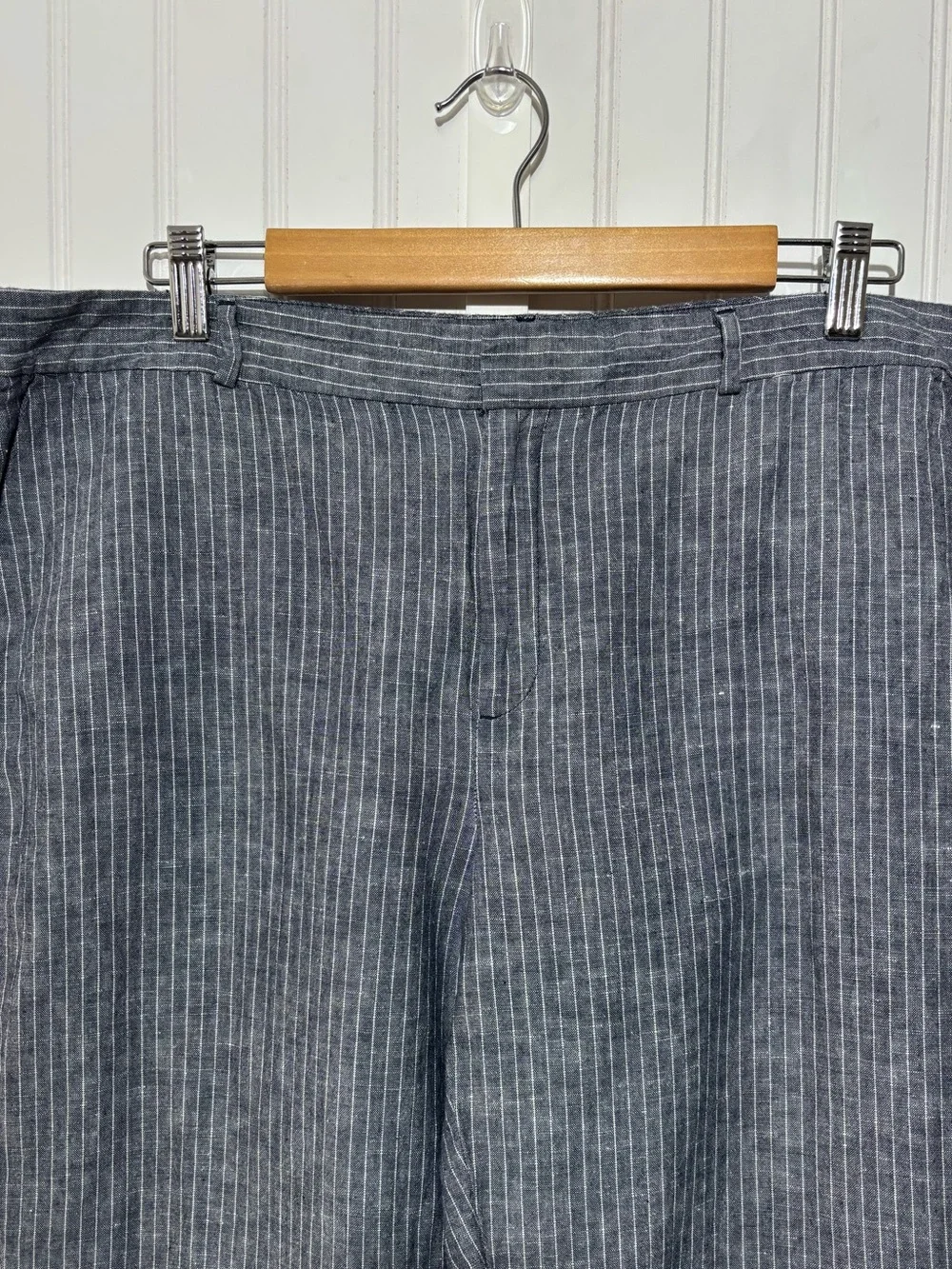 Banana Republic Factory Hampton Blue Pinstripe Linen Blend Pants 14 Coastal